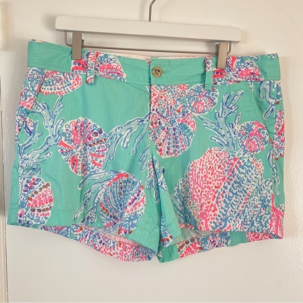 Lilly Pulitzer Green Callahan 5 in inseam stretch shorts Jellies Be Jammin 14